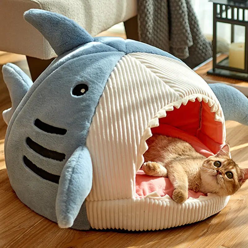 Shark-Shaped Pet Bed for Cats and Dogs