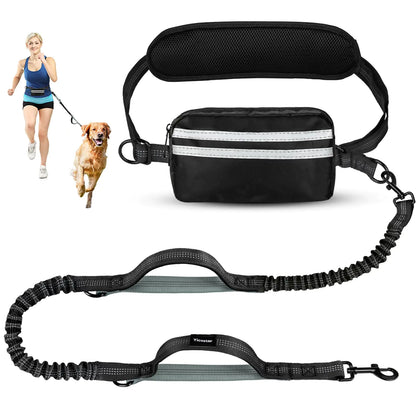 Bungee Jogging Dog Leash with Waist Belt & Pouch