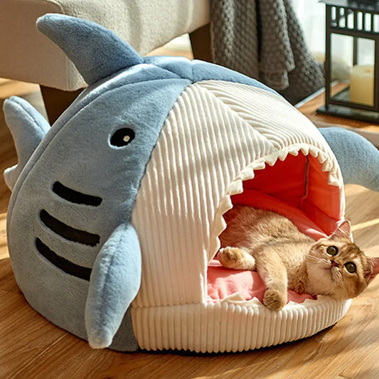 Shark-Shaped Pet Bed for Cats and Dogs